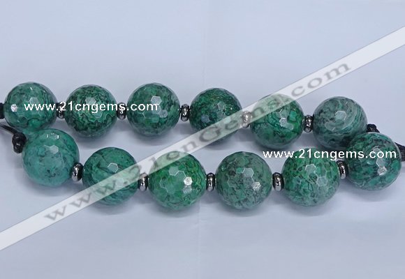 CLS352 7.5 inches 30mm faceted round large green picture jasper beads