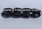 CLS401 7.5 inches 25*45mm faceted rice large black agate beads