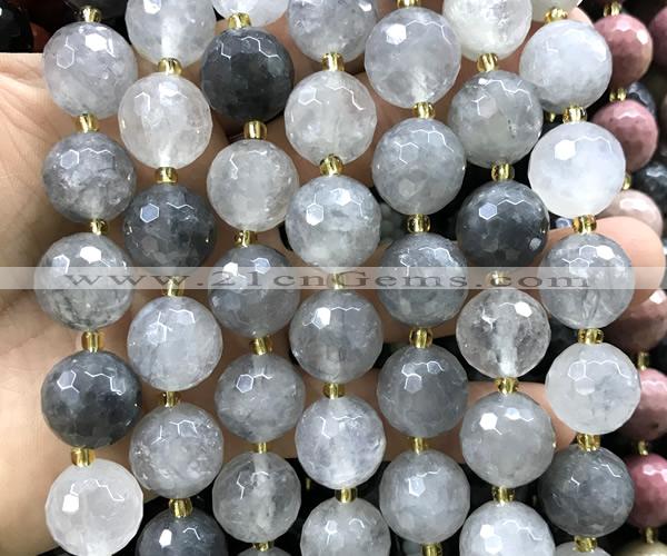 CLS411 15 inches 16mm faceted round cloudy quartz gemstone beads