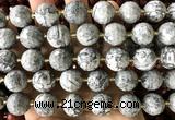 CLS417 15 inches 16mm faceted round grey picture jasper beads
