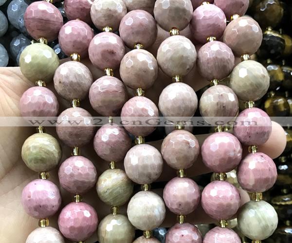 CLS418 15 inches 16mm faceted round pink wooden jasper beads