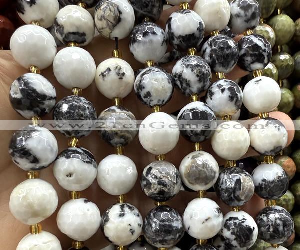 CLS422 15 inches 16mm faceted round black & white jasper beads