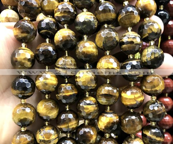 CLS425 15 inches 16mm faceted round yellow tiger eye beads