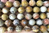 CLS430 15 inches 16mm faceted round yellow crazy lace agate beads