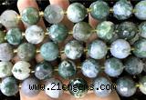 CLS431 15 inches 16mm faceted round moss agate gemstone beads