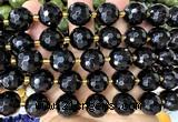 CLS432 15 inches 16mm faceted round black agate gemstone beads
