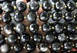 CLS435 15 inches 16mm faceted round silver obsidian gemstone beads