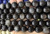 CLS638 15 inches 16mm round silver obsidian beads wholesale