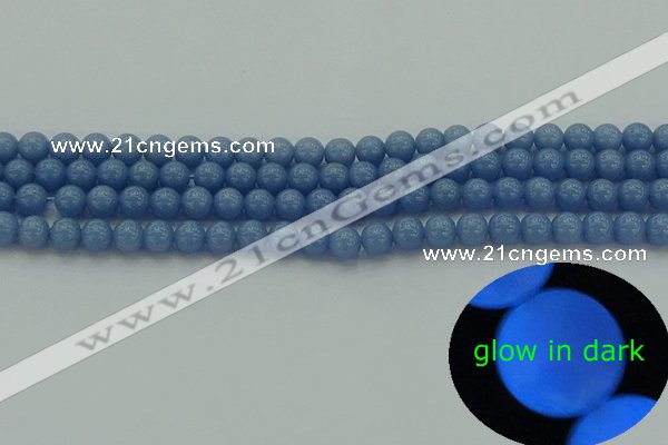 CLU100 15.5 inches 4mm round blue luminous stone beads