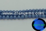 CLU103 15.5 inches 10mm round blue luminous stone beads