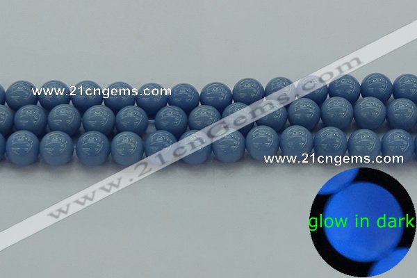 CLU104 15.5 inches 12mm round blue luminous stone beads