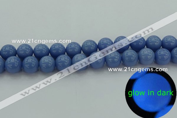 CLU105 15.5 inches 14mm round blue luminous stone beads