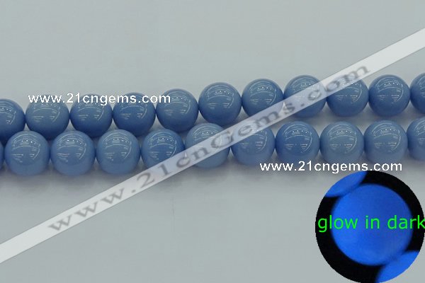 CLU107 15.5 inches 18mm round blue luminous stone beads