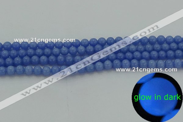 CLU110 15.5 inches 4mm round blue luminous stone beads