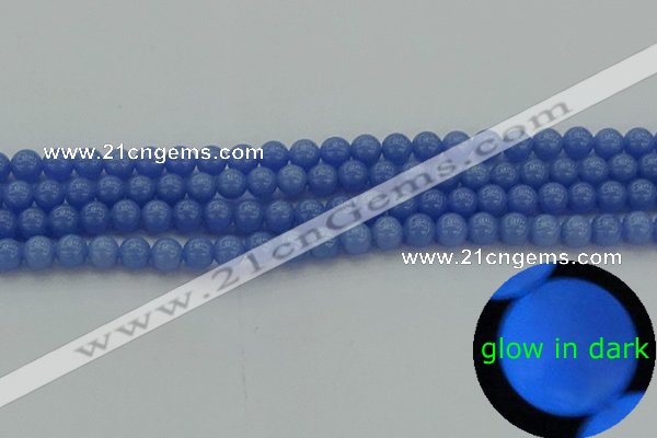 CLU111 15.5 inches 6mm round blue luminous stone beads