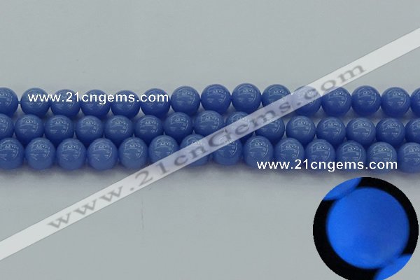 CLU113 15.5 inches 10mm round blue luminous stone beads