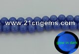 CLU116 15.5 inches 16mm round blue luminous stone beads