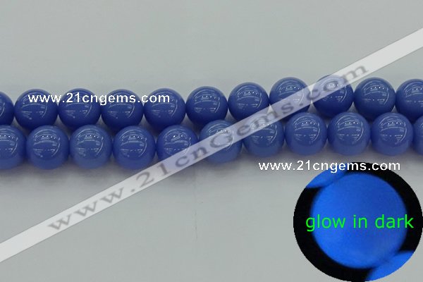 CLU116 15.5 inches 16mm round blue luminous stone beads