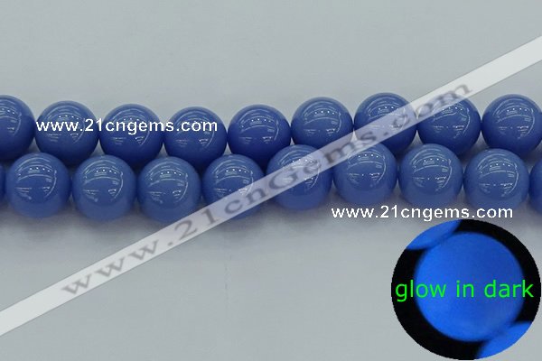 CLU118 15.5 inches 20mm round blue luminous stone beads