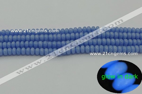 CLU120 15.5 inches 4*6mm rondelle blue luminous stone beads