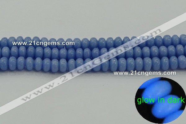 CLU126 15.5 inches 5*8mm rondelle blue luminous stone beads