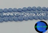 CLU133 15.5 inches 14mm flat round blue luminous stone beads