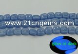 CLU152 15.5 inches 12*12mm square blue luminous stone beads