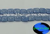 CLU156 15.5 inches 20*20mm square blue luminous stone beads