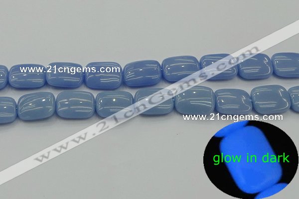 CLU167 15.5 inches 15*20mm rectangle blue luminous stone beads