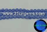 CLU171 15.5 inches 10mm flat round blue luminous stone beads