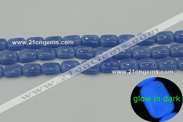 CLU201 15.5 inches 10*14mm rectangle blue luminous stone beads