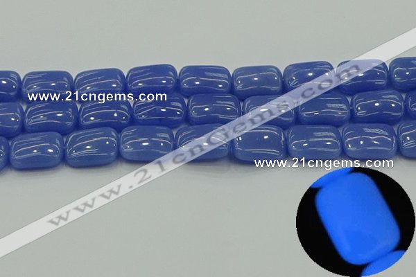 CLU204 15.5 inches 15*20mm rectangle blue luminous stone beads