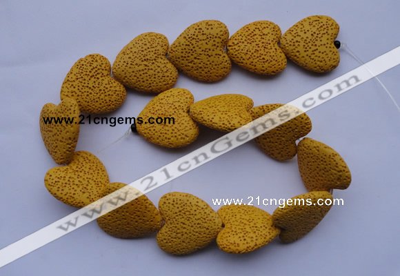 CLV18 15 inches 8*27mm heart yellow natural lava beads strand wholesale