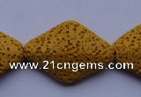 CLV20 15 inches 22*32mm rhombus yellow natural lava beads wholesale