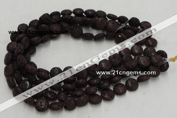 CLV208 15.5 inches 16mm flat round coffee natural lava beads wholesale