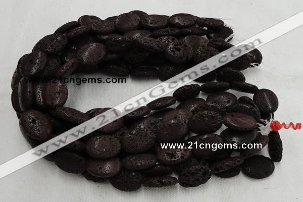 CLV209 15.5 inches 18*25mm oval coffee natural lava beads wholesale