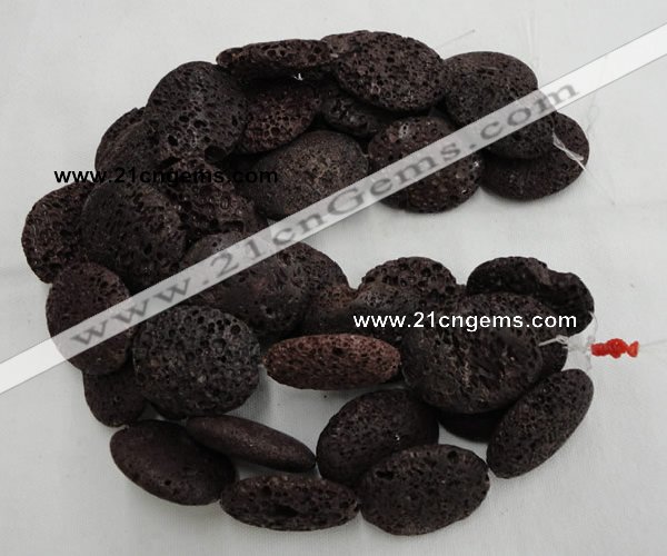 CLV210 15.5 inches 40*50mm oval coffee natural lava beads wholesale