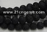 CLV211 15.5 inches 6mm round black natural lava beads wholesale