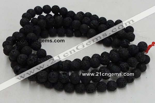 CLV212 15.5 inches 8mm round black natural lava beads wholesale