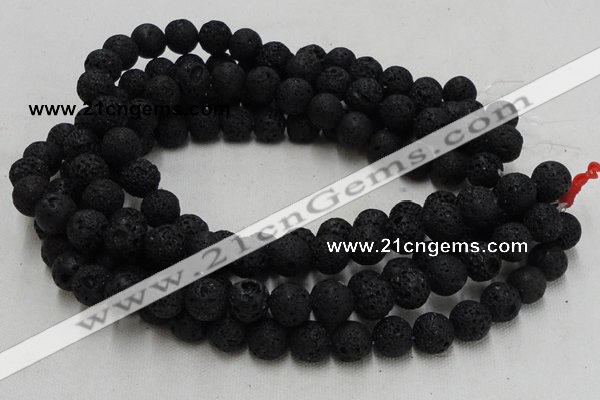 CLV213 15.5 inches 10mm round black natural lava beads wholesale