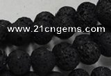 CLV214 15.5 inches 12mm round black natural lava beads wholesale