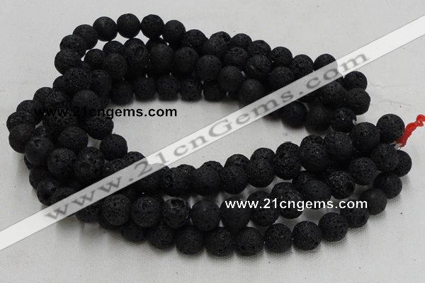 CLV214 15.5 inches 12mm round black natural lava beads wholesale