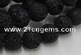 CLV215 15.5 inches 14mm round black natural lava beads wholesale