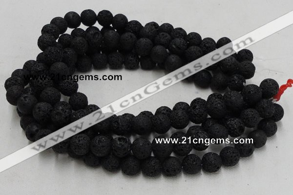 CLV216 15.5 inches 16mm round black natural lava beads wholesale