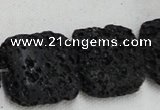 CLV218 15.5 inches 30*30mm square black natural lava beads wholesale