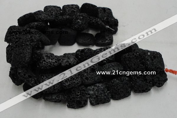 CLV218 15.5 inches 30*30mm square black natural lava beads wholesale