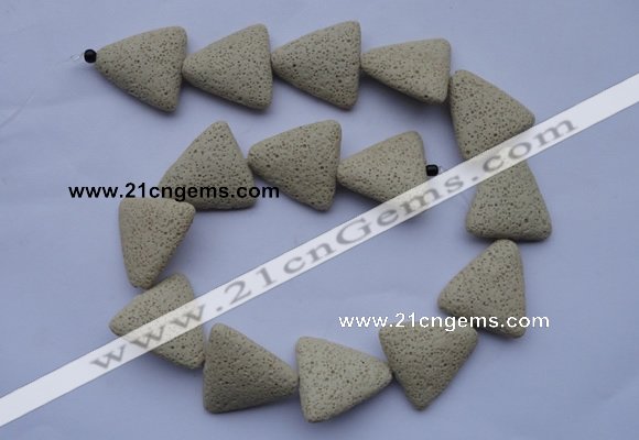 CLV23 15 inches 22*26mm triangle milk white natural lava beads wholesale