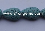 CLV24 15.5 inches 13*19mm teardrop blue natural lava beads wholesale