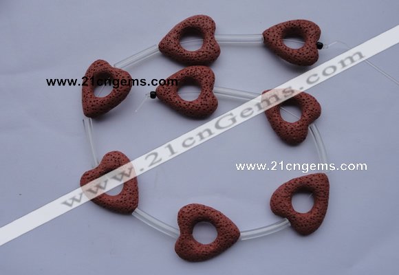 CLV26 15.5 inches 27*29mm heart red natural lava beads wholesale