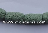 CLV27 15.5 inches 10*18mm column shape green natural lava beads wholesale